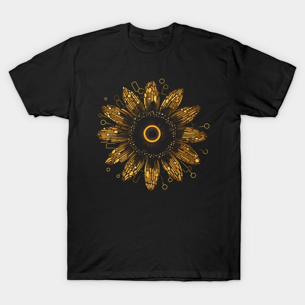 Boho sunflower mandala pattern T-Shirt by Unelmoija